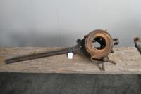 PIPE THREADER: A vintage Pipe Threader with a blue legged work bench and Pipe Vice&nbsp; - 5