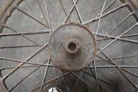 AJS: A single 19", 40 spoke AJS front wheel. 145mm brake drum, believed to be from a 1928-1930 AJS 350cc [Sydney] - 2