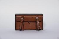 TOOL POUCH: A&nbsp;modern thick leather tool pouch&nbsp;in galvanised metal case&nbsp;[Sydney]