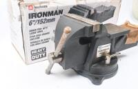 VICE: A All trade iron man six&nbsp;inch bench vice with large anvil, heavy duty, boxed. - 3