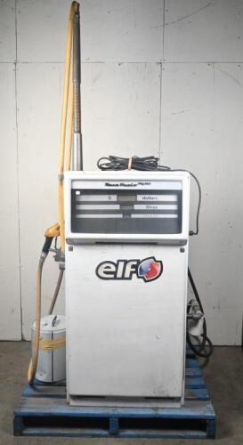 PETROL PUMP: A Starpec petrol pump made by Production Engineering Co LTD Marton New Zealand, stamped to plaque Dispenser Model 6301-H Serial no.888225 Year 1988. 230-240 Volt. With Elf 200L drum & hose.