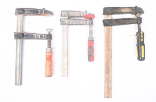 CLAMPS: Three clamps including two branded Bessey Original '20' & '25', other unmarked.
