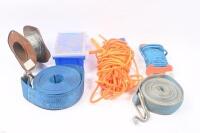 CHAIN & ROPE: A assorted selection of chain and rope along with two ratchet straps lacking ratchets.&nbsp; - 2