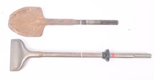DRILL ATTACHMENTS: Two drill attachments including Hilti scaling chisel and clay spade