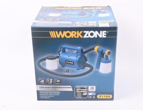 PAINT SPRAYING: A WorkZone fine paint spraying system for home or garden, product no. 91180, model no. 0416. Boxed.