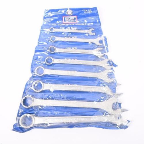 SPANNER SET: A Rolson 8pc combination spanner set, complete in tool roll.