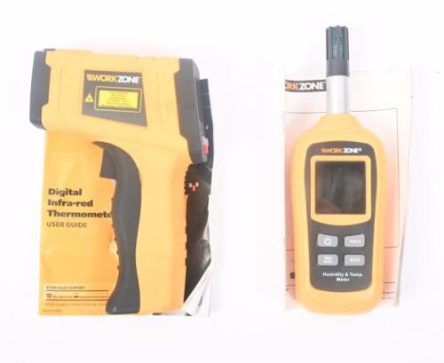 THERMOMETER: Two WorkZone meters including humidity and temperature meter and digital infra-red thermometer