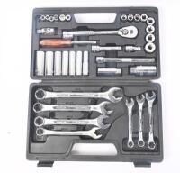 SOCKET SET: A Metrinch metric socket set in case. Looks to be missing one socket