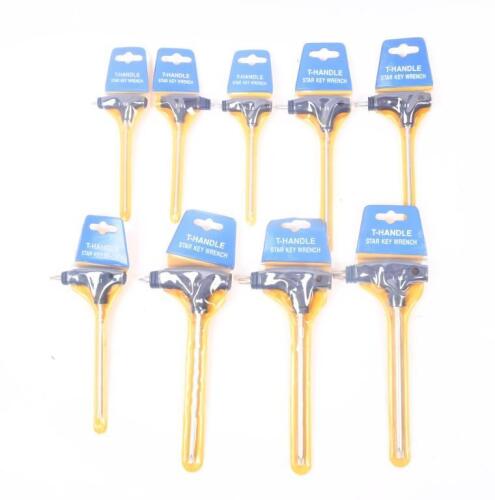 STAR KEY WRENCHES: A collection of T handle star key wrenches including sizes T-10,15,20,25,27,30,40,45 & 50.