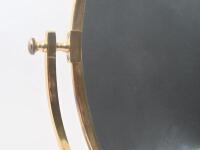 MIRROR: A nice brass framed vanity mirror on round base 58cm high, 40.5cm wide - 2