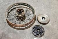 Royal Enfield: A 19", 40 spoke&nbsp;Royal Enfield&nbsp;rear&nbsp;wheel suitable for a Norton, Panther or Brough Superior with&nbsp;original sprocket&nbsp;and 8" reproduction cast iron brake drum [Sydney] - 6