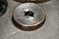 Royal Enfield: A 19", 40 spoke&nbsp;Royal Enfield&nbsp;rear&nbsp;wheel suitable for a Norton, Panther or Brough Superior with&nbsp;original sprocket&nbsp;and 8" reproduction cast iron brake drum [Sydney] - 8