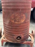 TROLLEYS: Two vintage Pelco oil drum trolleys, one with Mobiloil Gargoyle drum.&nbsp; - 2