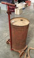 TROLLEYS: Two vintage Pelco oil drum trolleys, one with Mobiloil Gargoyle drum.&nbsp; - 4