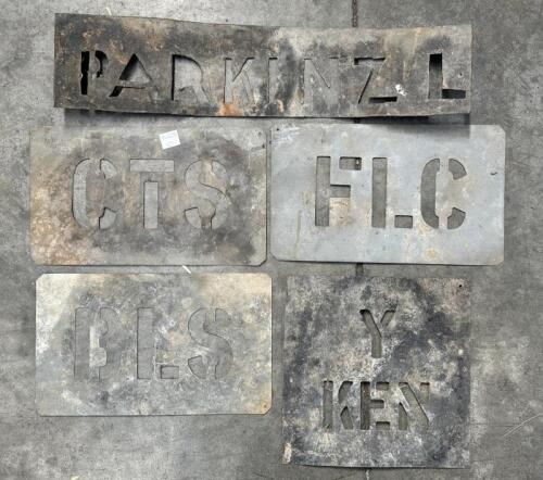STENCILS: A collection of five tin stencils