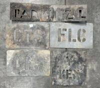 STENCILS: A collection of five tin stencils