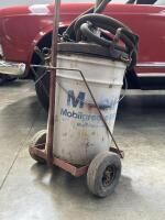 TROLLEY: A oil trolley with a Mobil Mobilgrease 20kg drum with pump and hose. - 4