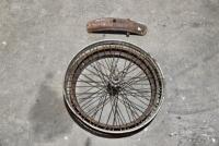 ROVER: A rear wheel believed to be Rover and guard section. 22" wheel, 40 spoke, complete with bearings and belt drive [Sydney]