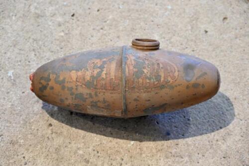 171 · TANK: A small brass oil tank, branded indistinctly 'VILLAGER'?, 27cm long [Sydney]