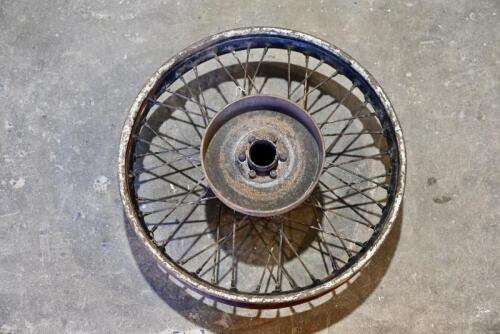 177 · Royal Enfield: A 19", 40 spoke Royal Enfield rear wheel suitable for a Norton, Panther or Brough Superior with original sprocket and 8" cast iron brake drum.