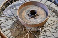 Royal Enfield: A 19", 40 spoke&nbsp;Royal Enfield&nbsp;rear&nbsp;wheel suitable for a Norton, Panther or Brough Superior with&nbsp;original sprocket&nbsp;and 8" cast iron brake drum. - 4
