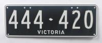 Six-Digit Victorian Custom Numeric plates '444-420', sold with rights to display [Location: Cheltenham, VIC]