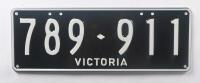 Six-Digit Victorian Custom Numeric plates '789-911', sold with rights to display [Location: Cheltenham, VIC]
