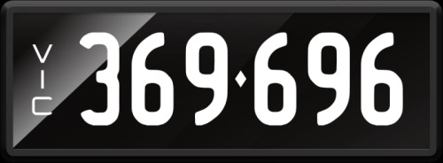 VIC Numerical Number Plate ‘369.696’ finished in Prestige style with one standard and one slim line plate included. Sold with rights to display.
