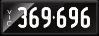 VIC Numerical Number Plate &lsquo;369.696&rsquo; finished in Prestige style with one standard and one slim line plate included. Sold with rights to display.