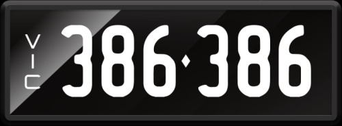 VIC Numerical Number Plate ‘386.386’ finished in Prestige style with one standard and one slim line plate included. Sold with rights to display.
