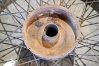 BSA: A group of 3 19", 40 spoke BSA front wheels, believed to be M20, no bearings, no brakes [Sydney] - 8