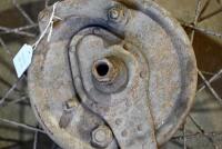 BSA: Front and rear BSA wheels, believed M20, front complete with front wheel speedo drive, brakes and axle, rear wheel complete with axle, brakes and spaces [Sydney] - 4
