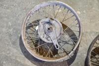 BSA: Front and rear BSA wheels, believed M20, front complete with front wheel speedo drive, brakes and axle, rear wheel complete with axle, brakes and spaces [Sydney] - 5