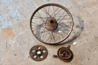 WHEEL: A single 19" front wheel, believed to be British Hub Company, complete with brake and sprocket [Sydney]