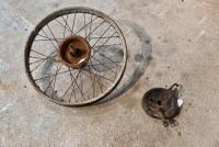 WHEEL: A single 19" front wheel, believed to be British Hub Company, complete with brake and sprocket [Sydney] - 2