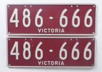 Six-Digit Victorian Custom Numeric plates '486-666', sold with rights to display [Location: Cheltenham, VIC] - 2