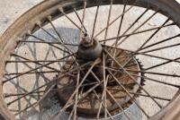 DOUGLAS: A 40&nbsp;spoke 19" rear wheel with brake drum complete with axle which spins, with unidentified rim, believed to be Model EW [Sydney] - 5