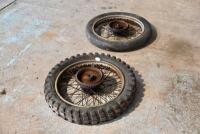 TRIUMPH: A pair of front and rear 19" 1940/1950 wheels, believed Triumph, no brakes, no axle [Sydney] - 3