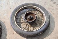 TRIUMPH: A pair of front and rear 19" 1940/1950 wheels, believed Triumph, no brakes, no axle [Sydney] - 5