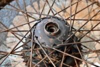 TRIUMPH: A pair of front and rear 19" 1940/1950 wheels, believed Triumph, no brakes, no axle [Sydney] - 7