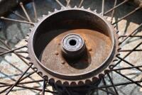 TRIUMPH: A pair of front and rear 19" 1940/1950 wheels, believed Triumph, no brakes, no axle [Sydney] - 9