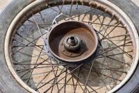 TRIUMPH: A pair of front and rear 19" 1940/1950 wheels, believed Triumph, no brakes, no axle [Sydney] - 11