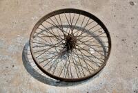 DOUGLAS: A 40&nbsp;spoke 22" front&nbsp;wheel with axle which spins, beaded rim, believed to be Douglas TS [Sydney]