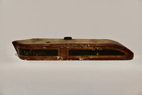 219 · DOUGLAS: A Douglas flat tank petrol tank in original livery, believed to be veteran TS, approx 69cm long, 21cm wide at front [Sydney]