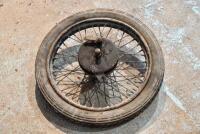 &nbsp;NORTON: A single 19" Norton&nbsp;WM2 front wheel, complete with brake and axle, circa 1930's [Sydney]