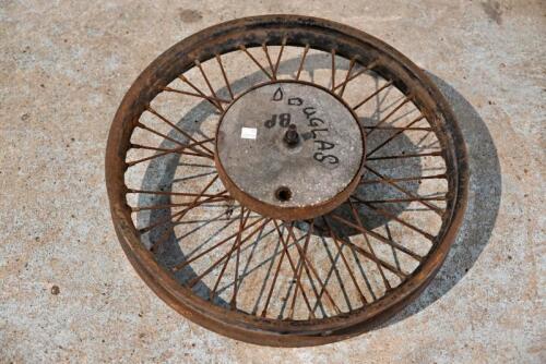 244 · DOUGLAS: A 19" 40 spoke wheel with brake drum and 'BP' noted in marker pen [Sydney]