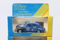 TRAX: set of 3 1:43 Trax "Australian Motoring History" series models, 1 Yellow FJ Holden Sedan No 127, 1954 Redex Trial, 1 Blue Limited Edition FJ Holden Sedan No 67, 1955 Redex Trial, and 1 RACV Road Service FJ Holden Panel Van, no Cs of A, all clear dis - 2