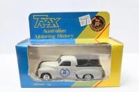 TRAX: set of 3 1:43 Trax "Australian Motoring History" series FJ Holden Utes, 1 Grey Trax 10th Anniversary Commemorative Edition with Black tonneau cover, 1 Olive Green with Black tonneau cover, and 1 Red Royal Mail with Beige tonneau cover, no Cs of A, a - 4