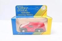 TRAX: set of 3 1:43 Trax "Australian Motoring History" series FJ Holden Panel Vans, 1 Grey Trax 10th Anniversary Commemorative Edition, 1 Blue Wm. Adams & Sons, and 1 Red Gilbarco, no Cs of A, all clear display boxed. - 4