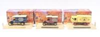 MATCHBOX MODELS OF YESTERYEAR - GREAT BEERS: Set of 3 1:43 scale Matchbox Models of Yesteryear Great Beers of the World Series models, YGBI 3 1926 Ford TT Van 'Anchor', YGBI 4 1912 Ford Model T 'Kirin', and YGB1 5 1929 Garrett Steam Wagon 'Flowers', all b